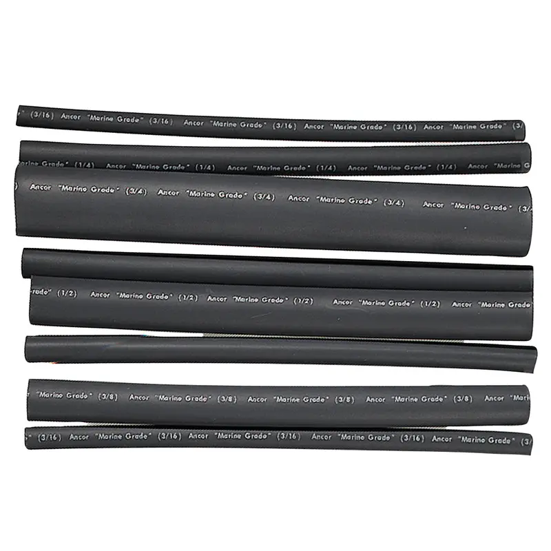 Ancor Adhesive Lined Heat Shrink Tubing - Assorted 8-Pack, 6", 20-2/0 Awg, Black [301506] 1