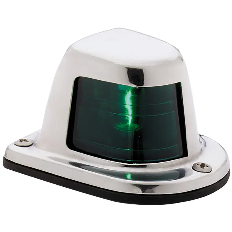 Attwood 1-Mile Deck Mount, Green Sidelight - 12V - Stainless Steel Housing [66319G7] 1