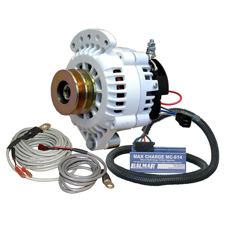 Balmar Alternator 100 Amp Kit 12V 1-2" Single Foot Spindle Mount Dual Vee Pulley Regulator  Temp Sensor [621-Vup-Mc-100-Dv] 1