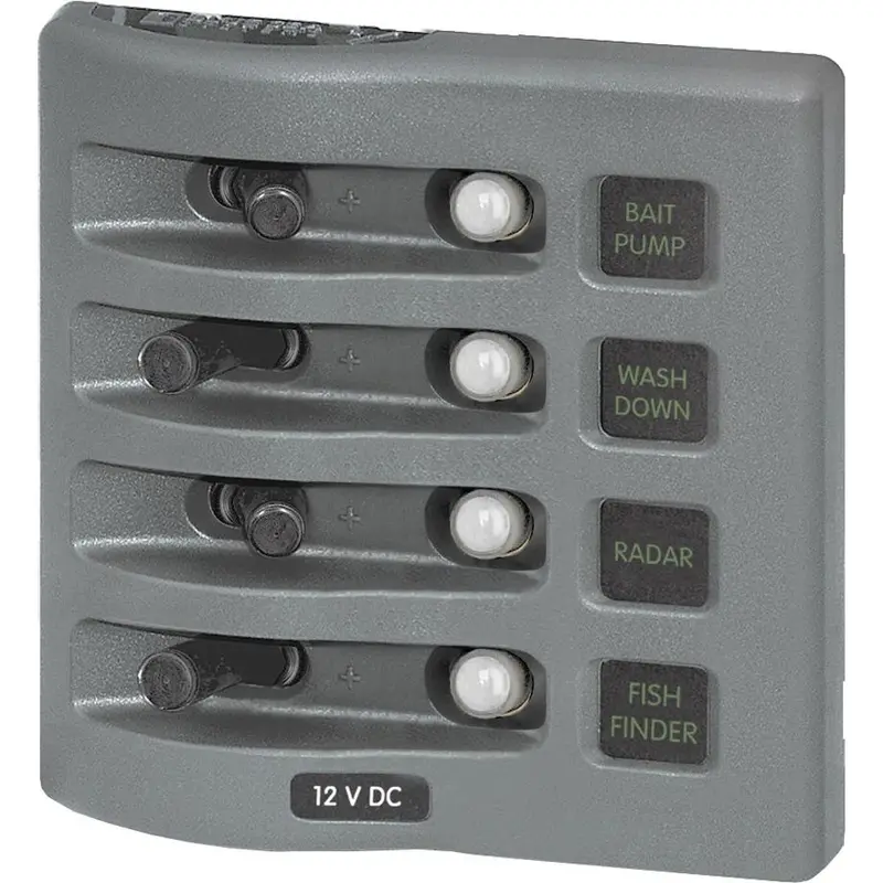 Blue Sea 4374 Weatherdeck Water Resistant Circuit Breaker Panel - 4 Position - Grey [4374] 1