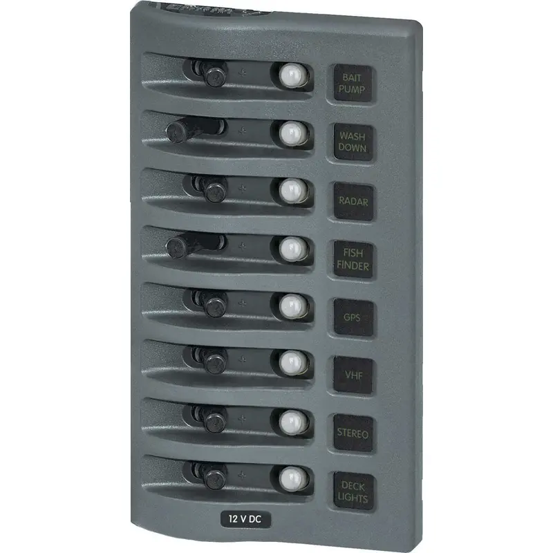 Blue Sea 4378 Weatherdeck Water Resistant Circuit Breaker Panel - 8 Position - Grey [4378] 1