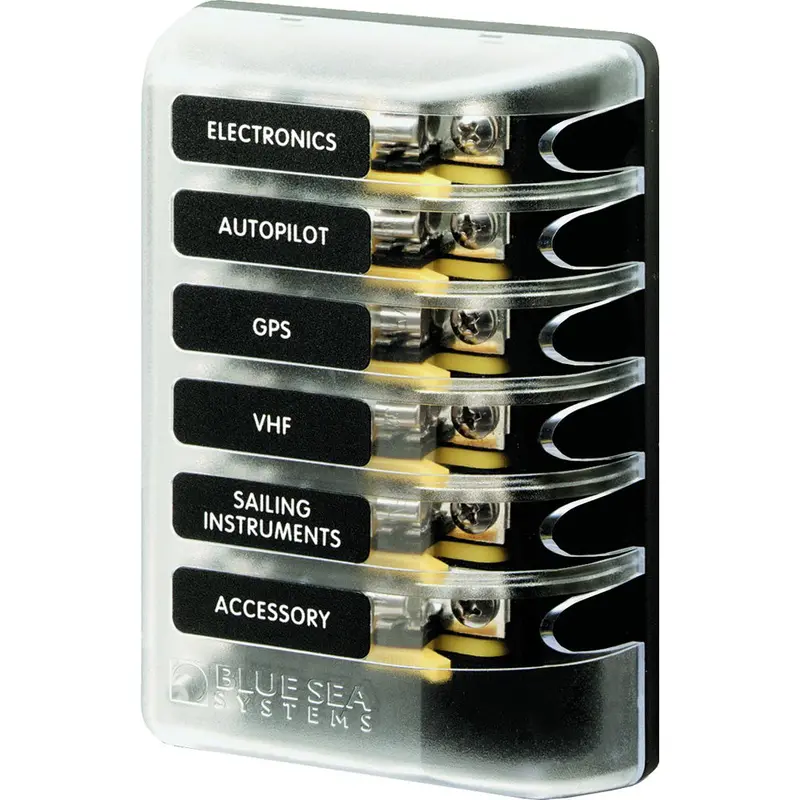 Blue Sea 5018 St Glass Fuse Block W/Out Negative Bus - 6 Circuit [5018] 1