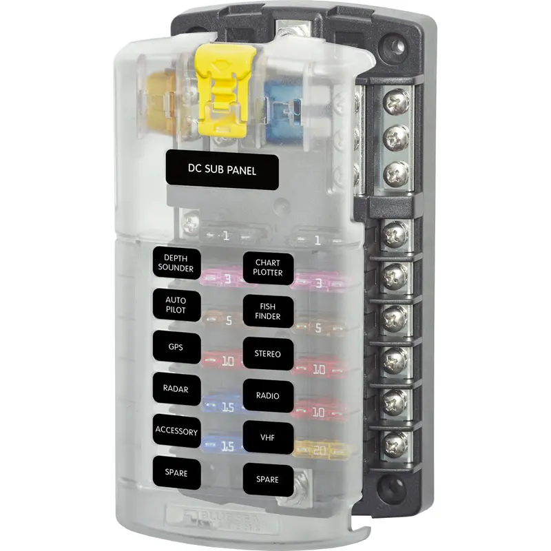 Blue Sea 5026 St Blade Fuse Block W/Cover - 12 Circuit W/Negative Bus [5026] 1