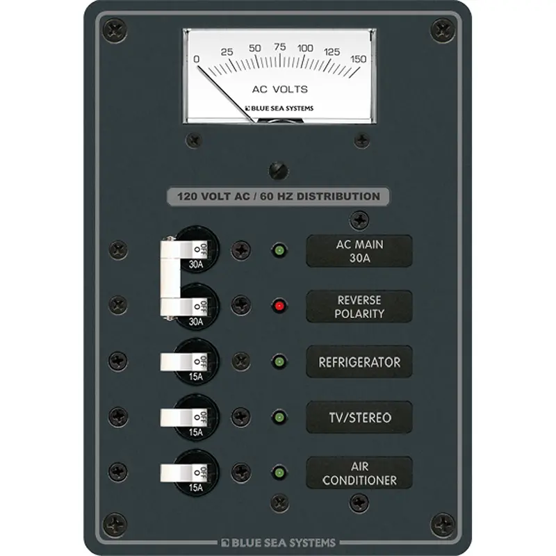 Blue Sea 8043 Ac Main +3 Positions Toggle Circuit Breaker Panel - White Switches [8043] 1