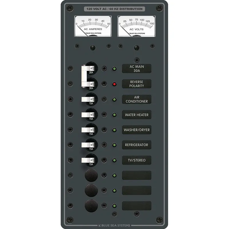 Blue Sea 8074 Ac Main +8 Positions Toggle Circuit Breaker Panel - White Switches [8074] 1