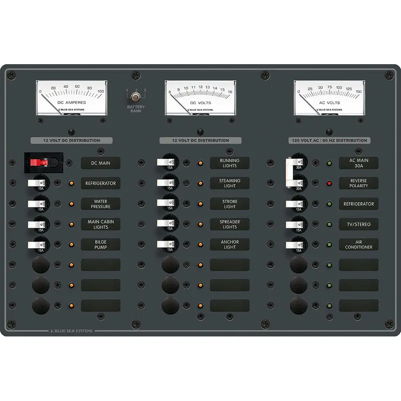 Blue Sea 8084 Ac Main +6 Positions/Dc Main +15 Positions Toggle Circuit Breaker Panel - White Switches [8084] 1