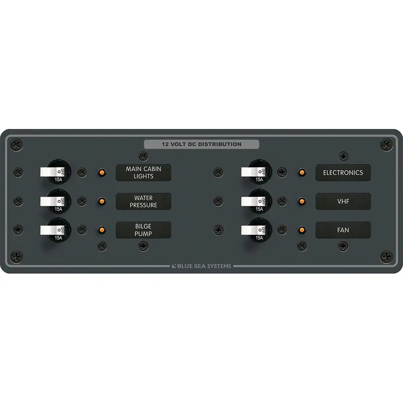 Blue Sea 8096 Dc 6 Position Toggle Branch Circuit Breaker Panel - White Switches [8096] 1