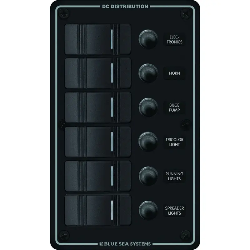 Blue Sea 8373 Water Resistant 6 Position - Black - Vertical Mount Panel [8373] 1