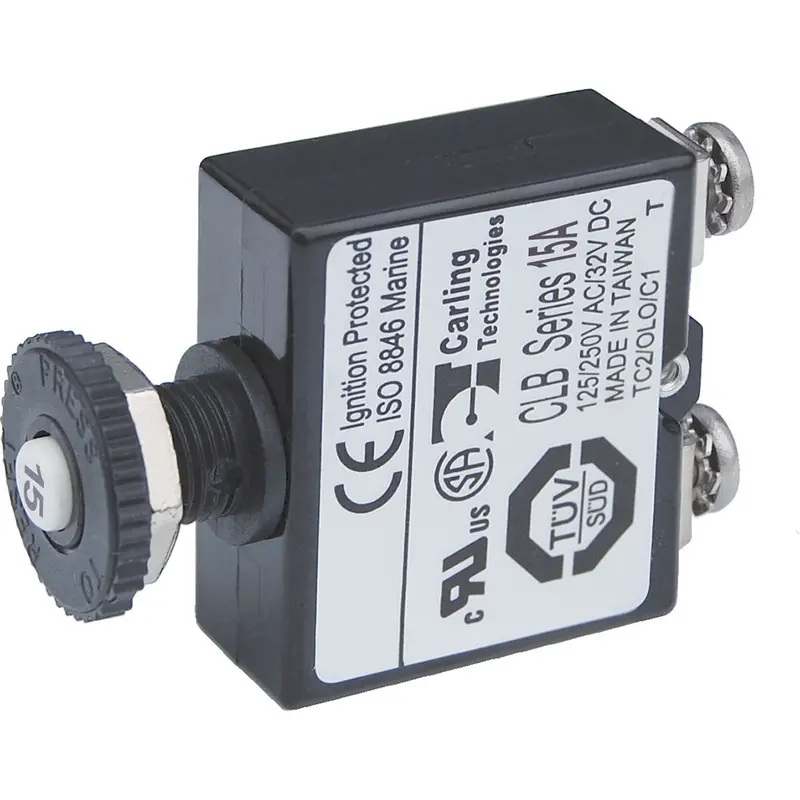 Blue Sea Push Button Reset Only Screw Terminal Circuit Breaker - 15 Amps [2133] 1