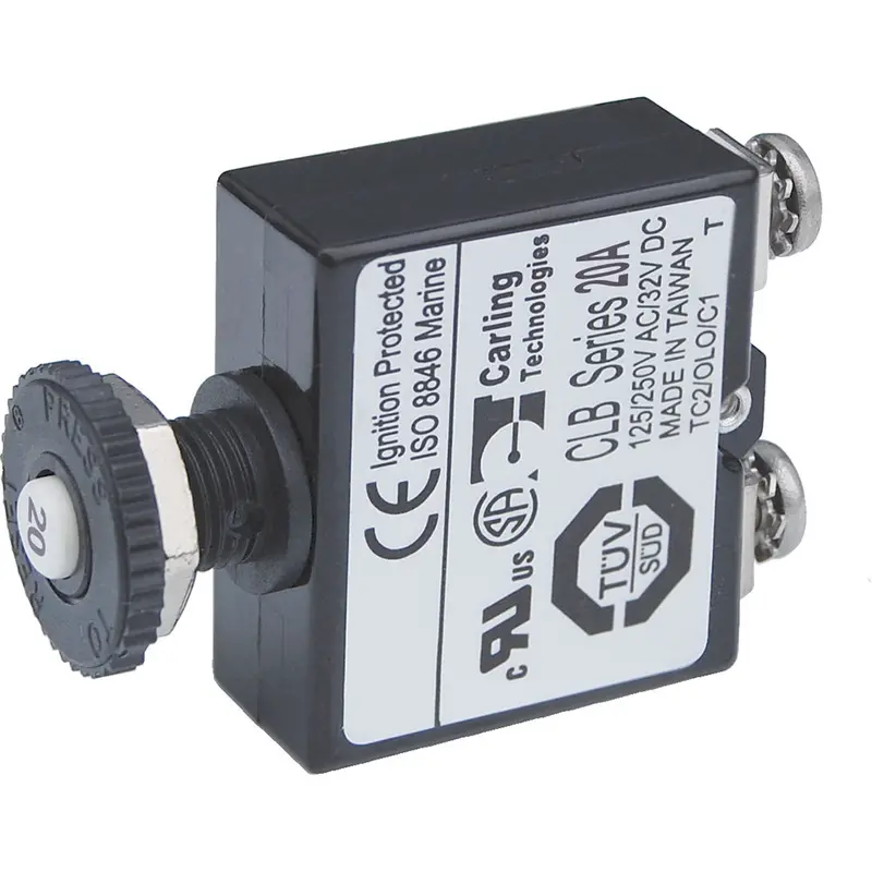 Blue Sea Push Button Reset Only Screw Terminal Circuit Breaker - 20 Amps [2134] 1