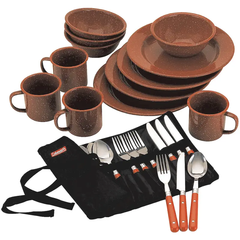 Coleman 24-Piece Speckled Enamelware Cook Set - Red [2000016407] 1