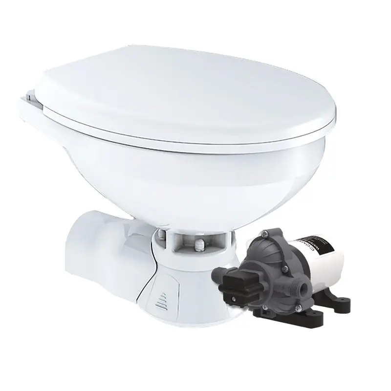 Commodore Quiet Flush Electric Toilet - Rear Macerator - Raw Water Pump - Regular Size [Cm4rmt] 1