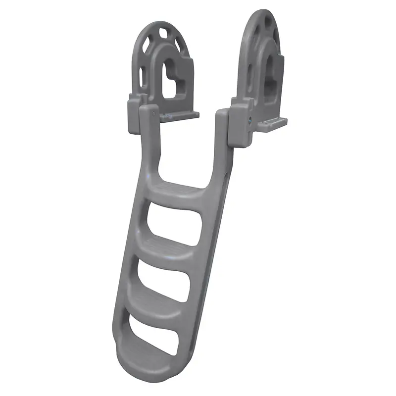 Dock Edge Stand-Off Flip-Up Polyethylene Roto Molded 4-Step Dock Ladder - Grey [De2084f] 1