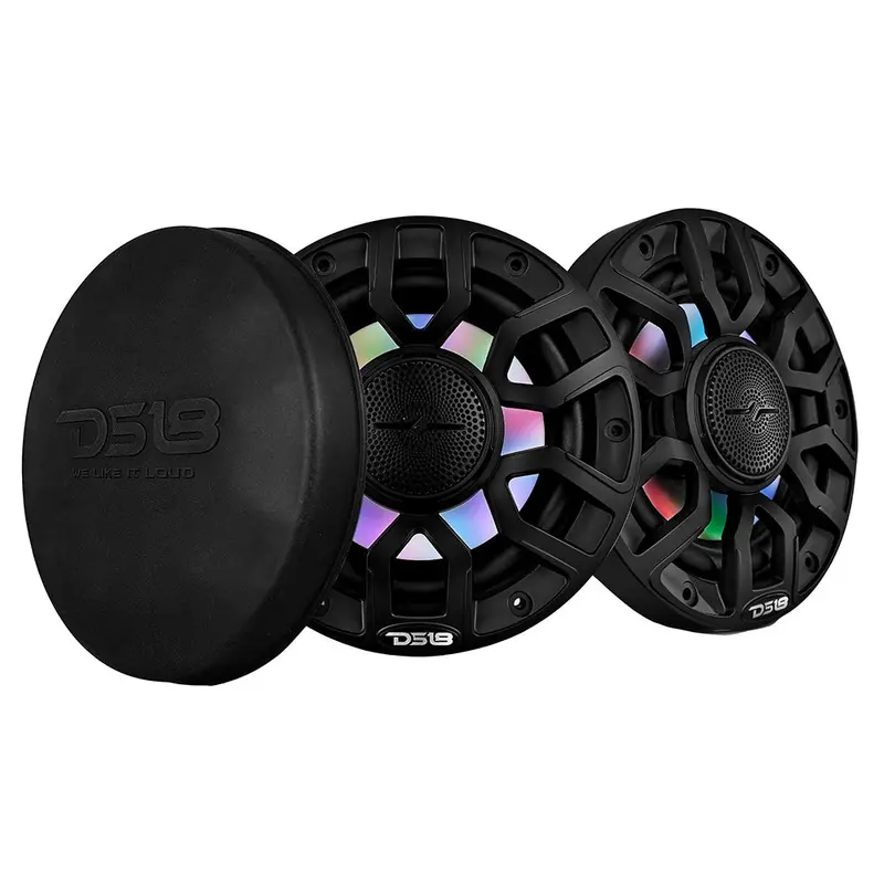 Ds18 6.5" 2-Way Coaxial Marine Speakers W/Digital Led Lights  Bullet Tweeter - Black - 150W, 4-Ohm [Nxl-Iq6/Bk] 1