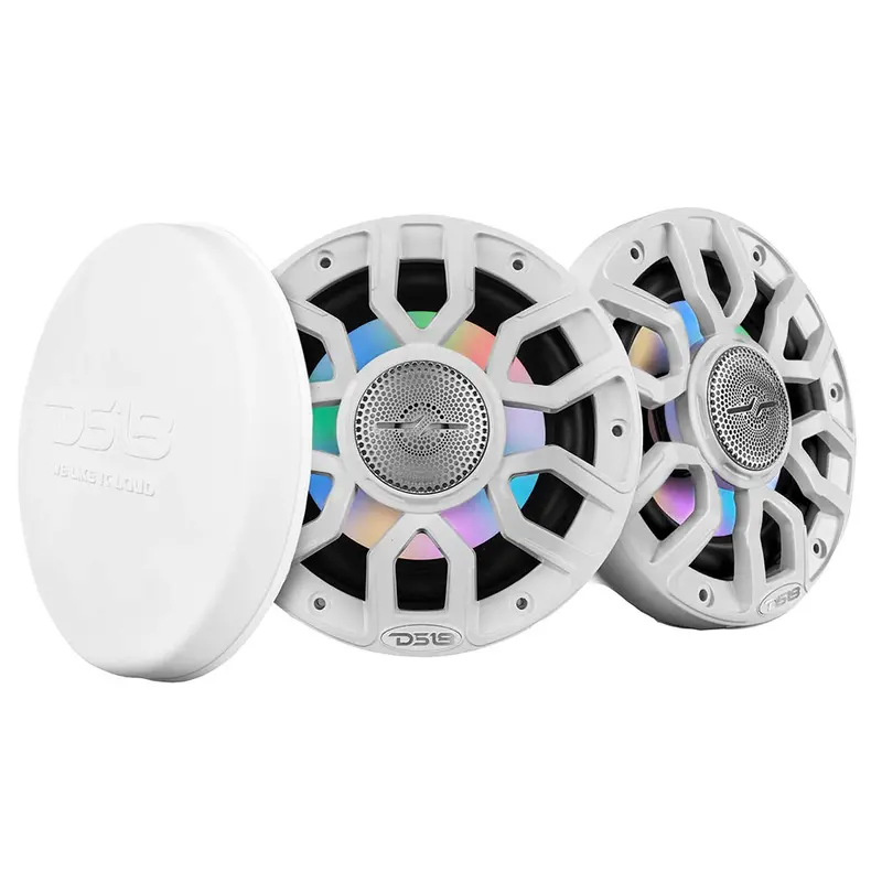 Ds18 6.5" 2-Way Coaxial Marine Speakers W/Digital Led Lights  Bullet Tweeter - White - 150W, 4-Ohm [Nxl-Iq6/Wh] 1