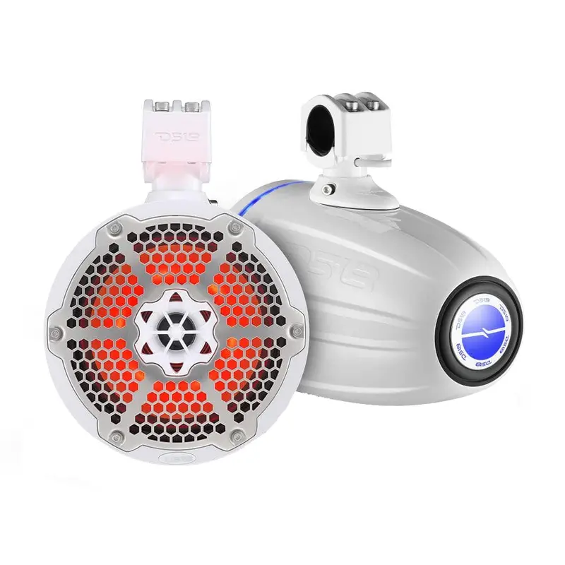 Ds18 Hydro 8" Neodymium Marine Towers With Built-In Passive Radiator, 1" Driver  Rgb Led Light - 550 Watts (Pair) - White [Nxl-X8tpneo/Wh] 1