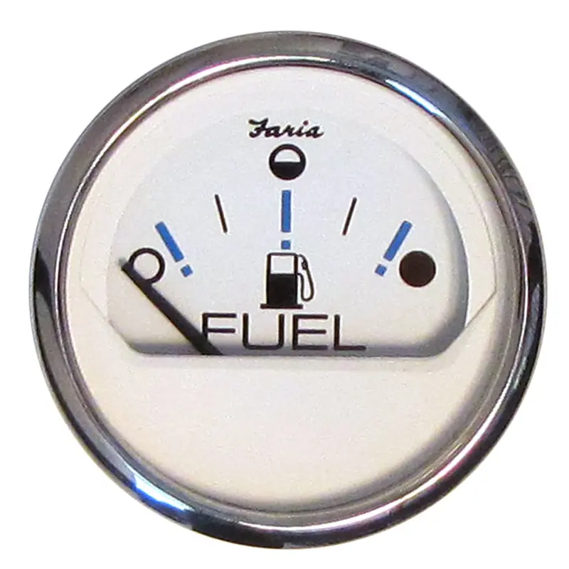 Faria Chesapeake White Ss 2" Fuel Level Gauge - Metric (E-1/2-F) [13818] 1