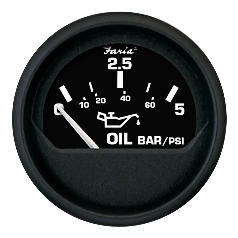 Faria Euro Black 2" Oil Pressure Gauge - Metric (5 Bar) [12805] 1