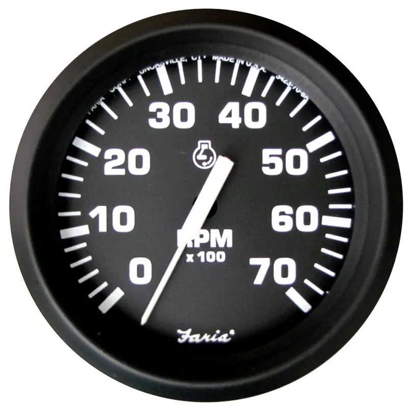 Faria Euro Black 4" Tachometer - 7,000 Rpm (Gas - All Outboard) [32805] 1