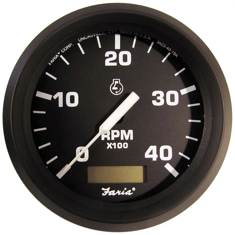 Faria Euro Black 4" Tachometer W/Hourmeter (4000 Rpm) (Diesel)(Mech. Takeoff  Var. Ratio Alt.) [32834] 1