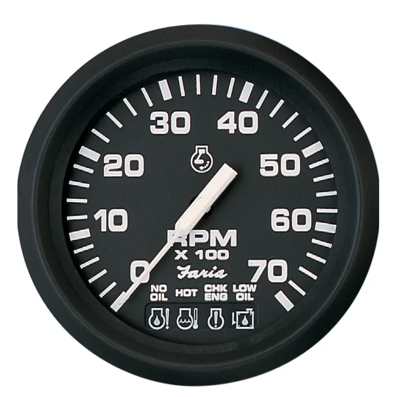 Faria Euro Black 4" Tachometer W/Systemcheck 7000 Rpm (Gas) F/ Johnson / Evinrude Outboard) [32850] 1