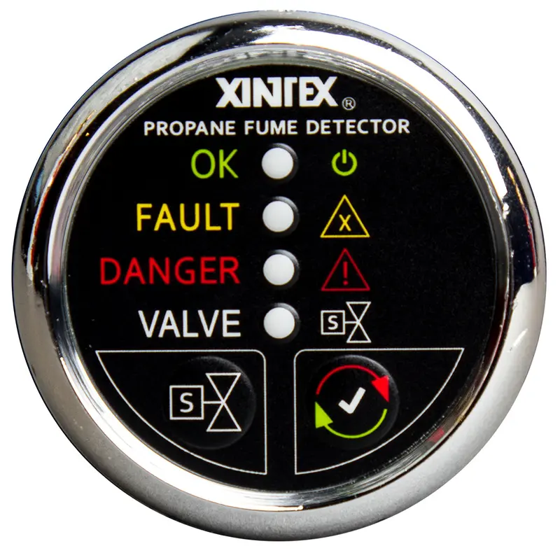Fireboy-Xintex Propane Fume Detector W/Plastic Sensor  Solenoid Valve - Chrome Bezel Display [P-1Cs-R] 1
