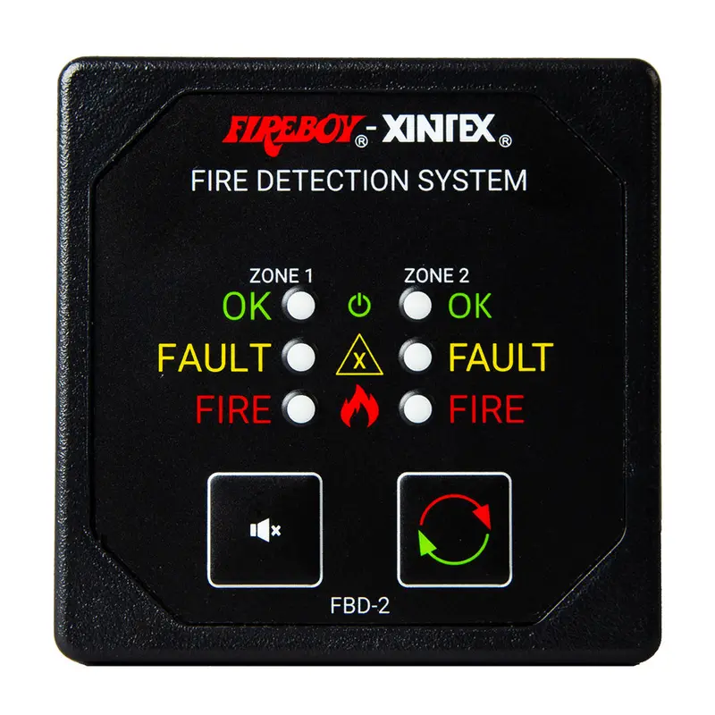 Fireboy-Xintex Two Zone Detection  Alarm Panel - 2-5/8" Display - 12/24V Dc [Fbd-2-R] 1