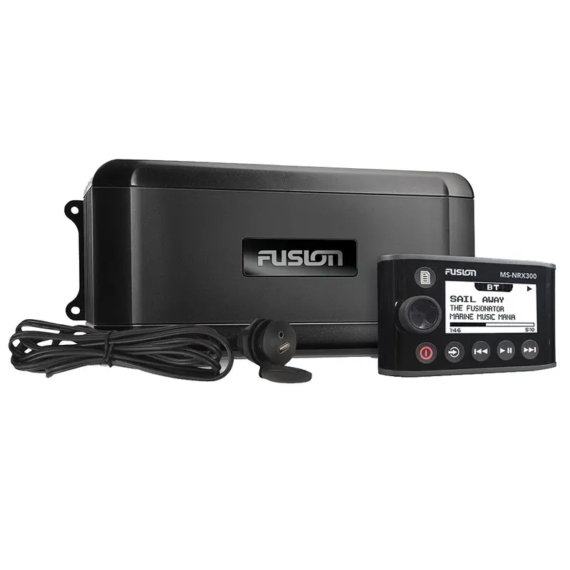 Fusion Bb300r Marine Black Box Stereo W/Nrx300 Wired Remote [010-01290-20] 1