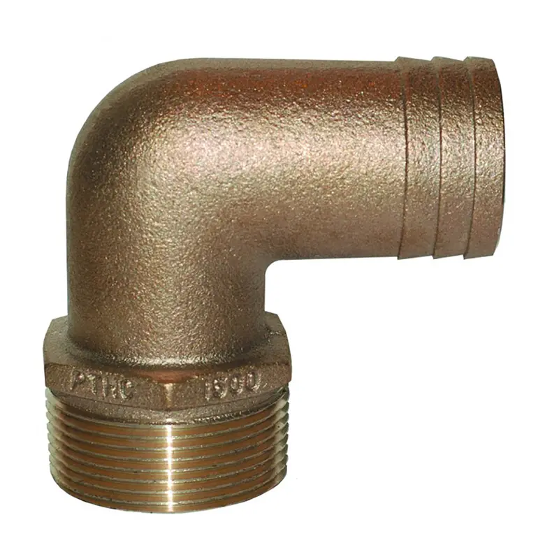 Groco 1-1/2" Npt X 1-1/2" Id Bronze 90 Degree Pipe To Hose Fitting Standard Flow Elbow [Pthc-1500] 1