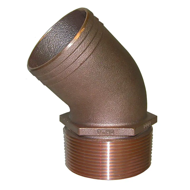 Groco 1-1/4" Npt Bronze 45 Degree Pipe To 1-1/4" Hose [Pthd-1250] 1