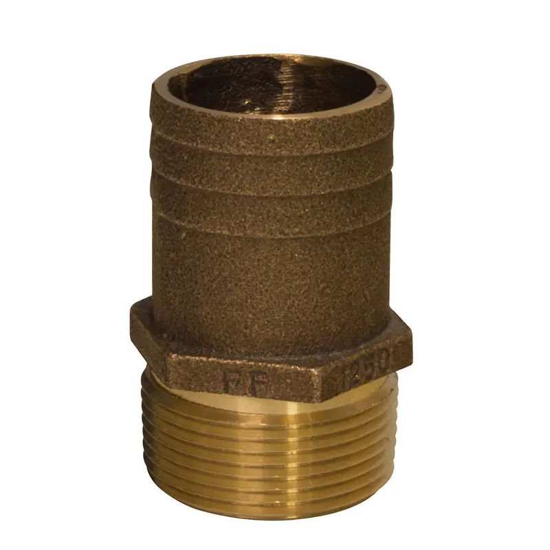 Groco 1" Npt X 1-1/4" Bronze Full Flow Pipe To Hose Straight Fitting [Ff-1000] 1