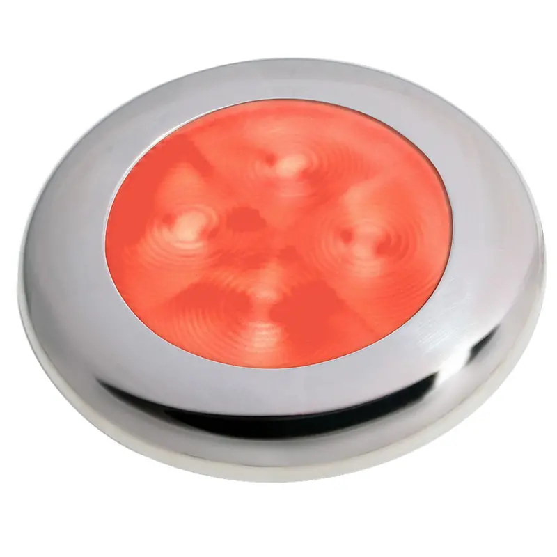 Hella Marine Slim Line Led 'Enhanced Brightness' Round Courtesy Lamp - Red Led - Stainless Steel Bezel - 12V [980507221] 1