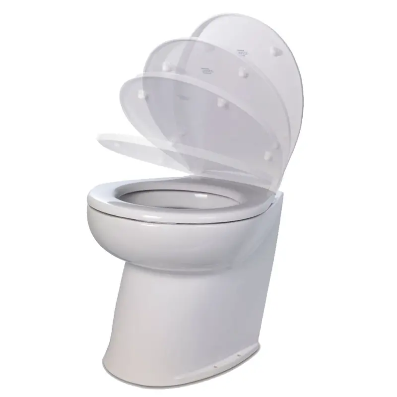 Jabsco Deluxe Flush 14" Angled Back 12V Raw Water Electric Marine Toilet W/Remote Rinse Pump  Soft Close Lid [58260-3012] 1