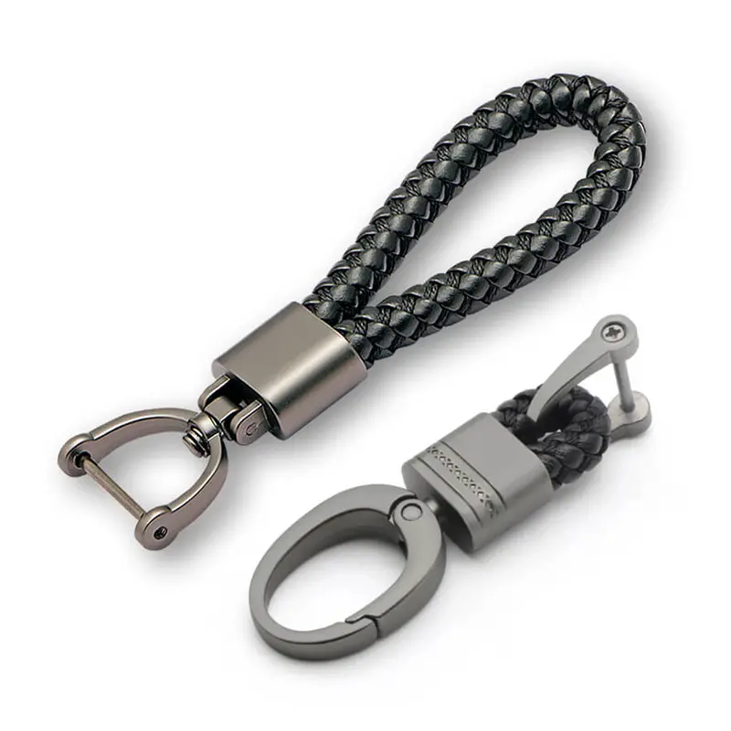Keycare Car Leather Keychain Metal Alloy Buckle Key Holder Keyring Organiser 2 Pack Combo (Leather Thread + Alloykh) 1