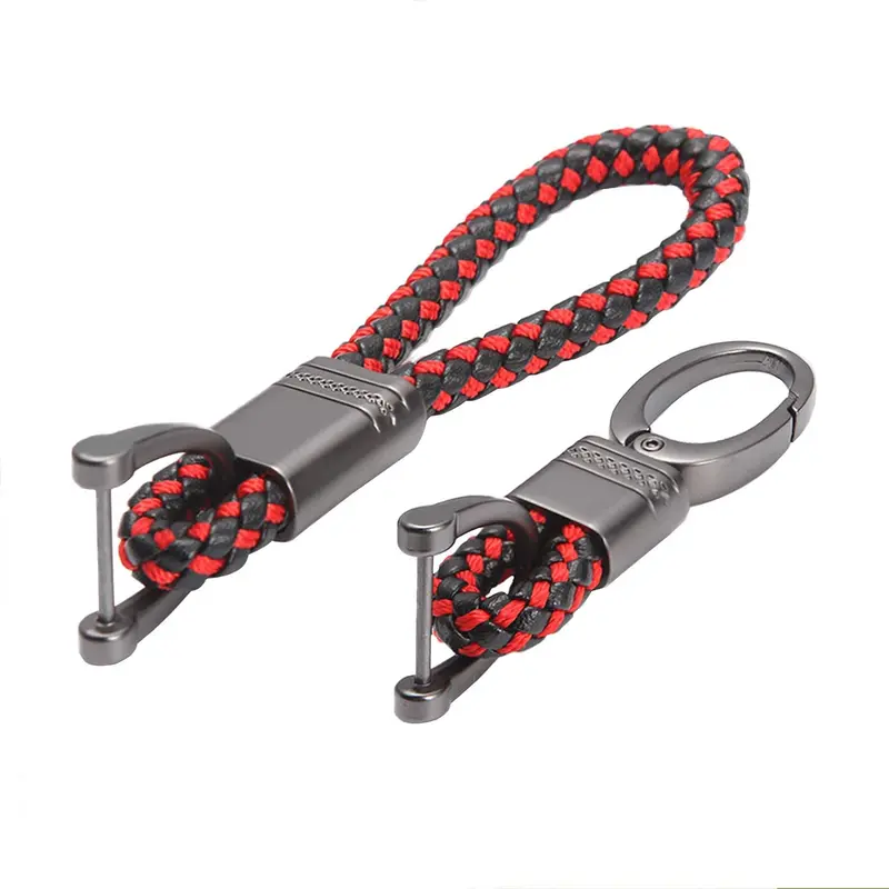 Keycare Car Leather Keychain Metal Alloy Buckle Key Holder Keyring Organiser 2 Pack Combo (Leather Thread + Alloykh) 2