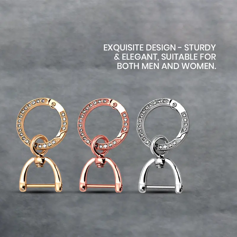 Keycare® Diamond Studded Keychain Men Women Multifunctional Key Chain Holder Keyring With Anti Lost Screw & 360 Rotatable Swivel Key Fob Holder Accessories For Car & Bike 4