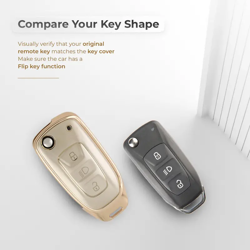 Keyzone Aluminium Alloy Key Cover For Curvv, Nexon, Harrier, Altroz, Punch, Safari, Tigor, Tiago, Zest, Bolt 3 Button Flip Key (Alm29) 2