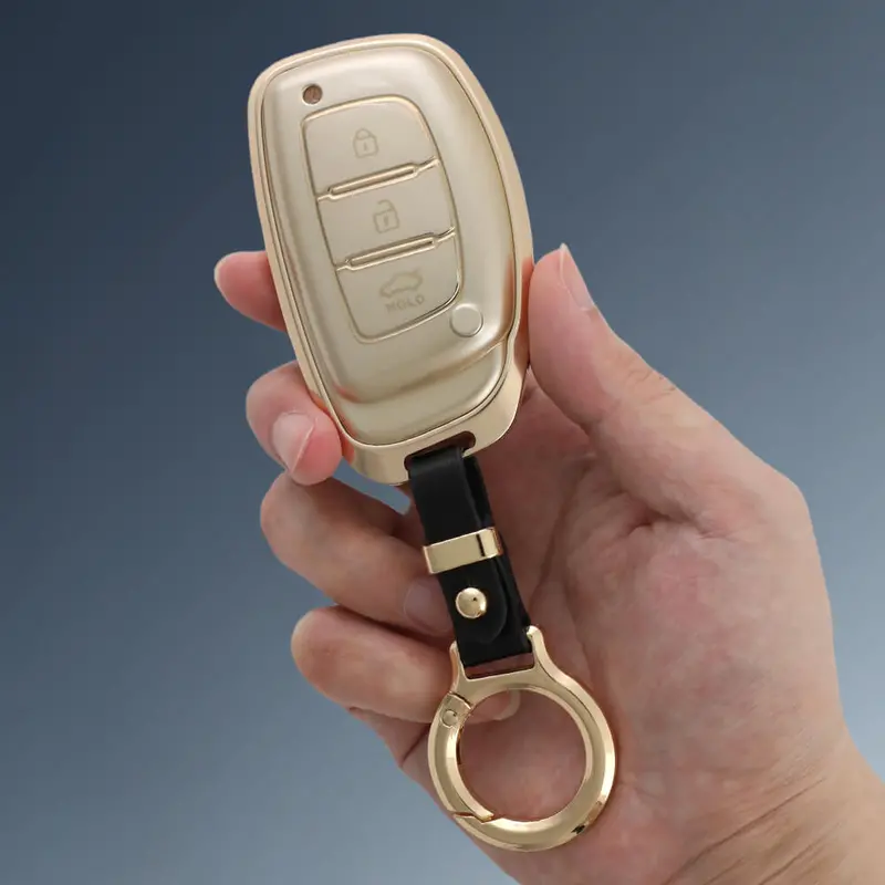 Keyzone Aluminium Alloy Key Cover For I20, Creta, Venue, Tucson, Alcazar, Exter, Verna, Grand I10, Xcent, Aura, Elantra 3 Button Smart Key (Alm07) 1