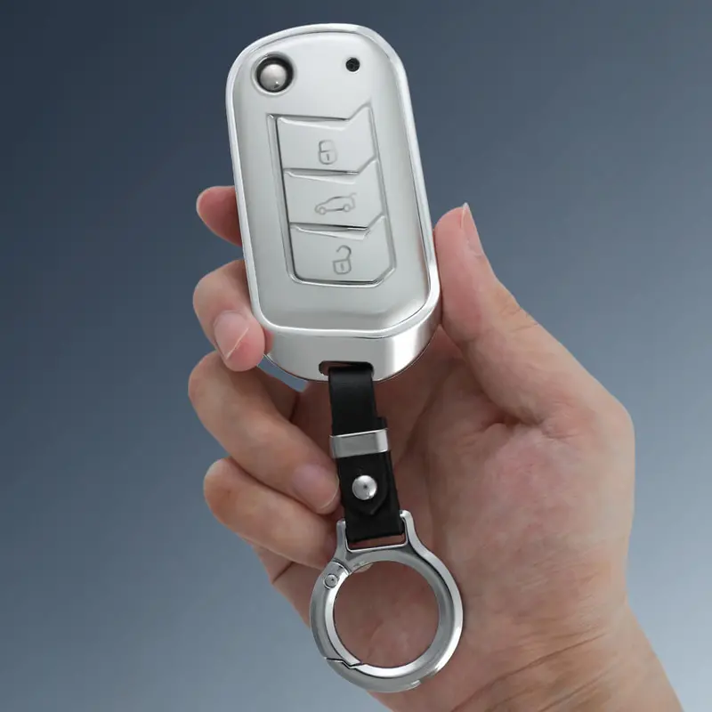 Keyzone Aluminium Alloy Key Cover For Thar, Thar Roxx, Bolero, Scorpio, Xuv700, Xuv400, Xuv3x0, Xuv300, Tuv300, Marazzo Flip Key (Alm09, Push Button Start Models) 1