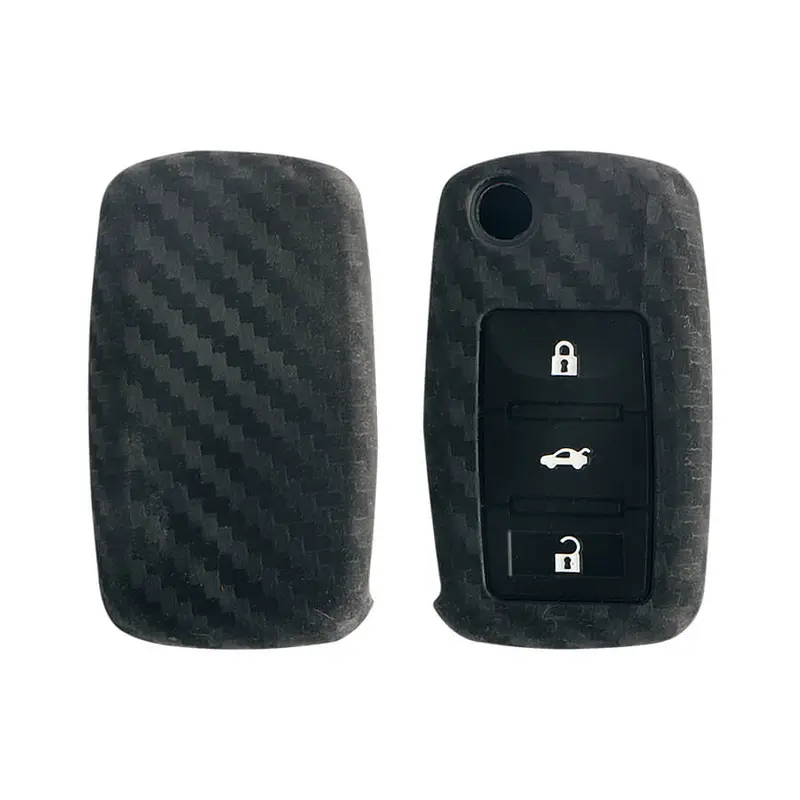 Keyzone Carbon Fiber Key Cover Fit For : Octavia (Old), Fabia, Laura, Rapid, Superb, Yeti 3 Button Flip Key (T1) 1