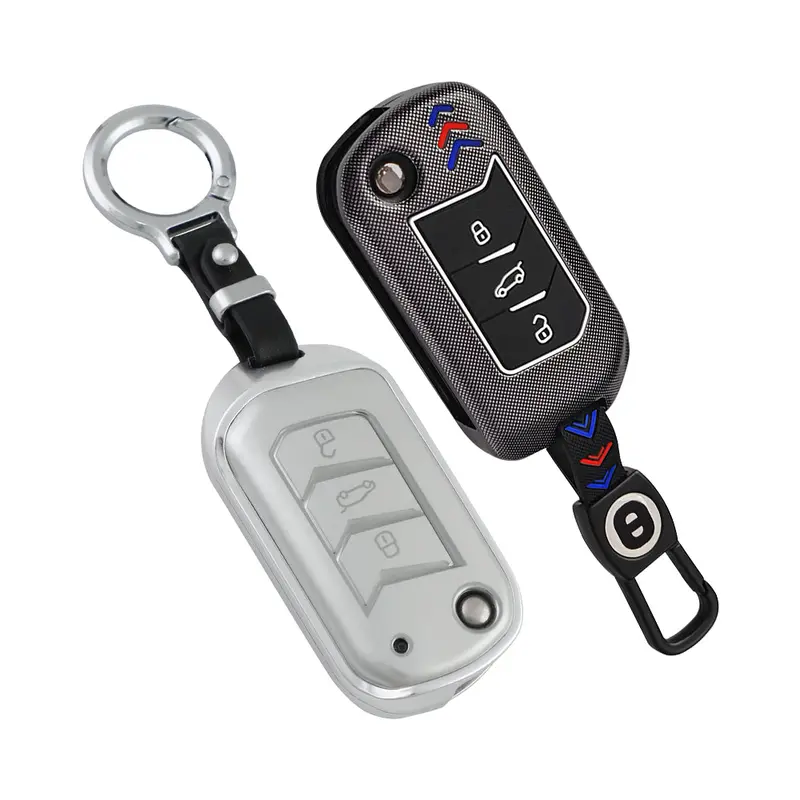 Keyzone Combo Pack – Abs & Aluminium Alloy Key Cover For Thar, Thar Roxx, Bolero, Scorpio, Xuv700, Xuv400, Xuv3xo, Xuv300, Tuv300, Marazzo Flip Key (Abs09 + Alm09, Push Button Start Models) 1