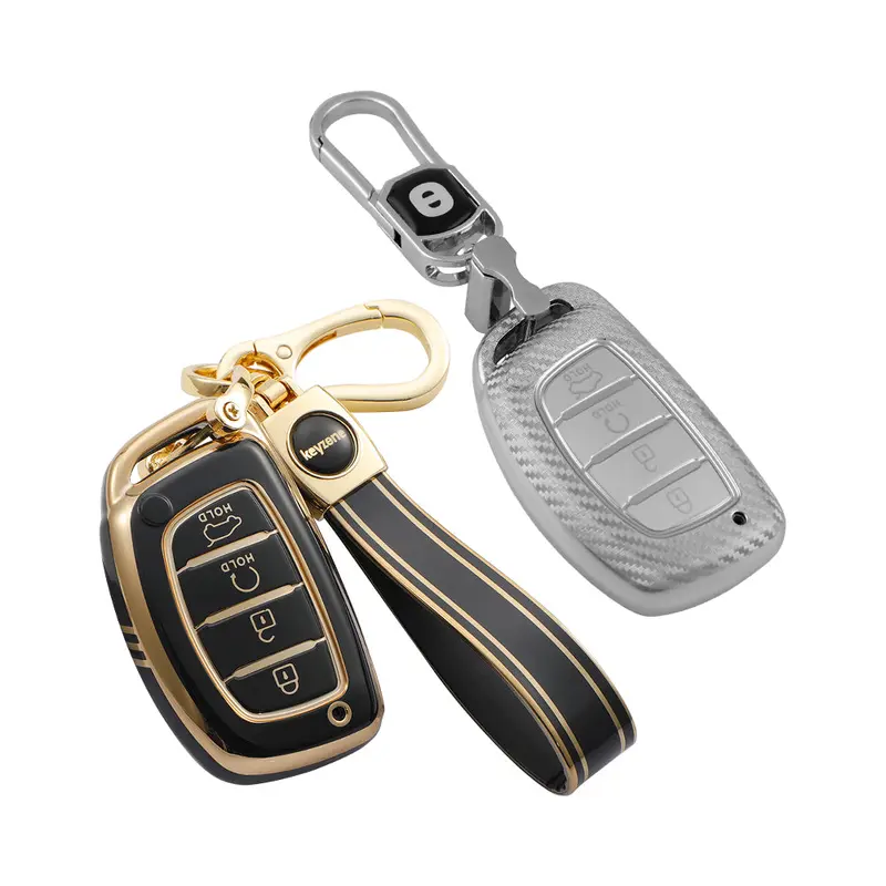 Keyzone Combo Pack – Silverstar & Tpu Key Covers (Ss67 & Tp67) For Alcazar, Creta 2021 Onwards 4 Button Smart Key 1