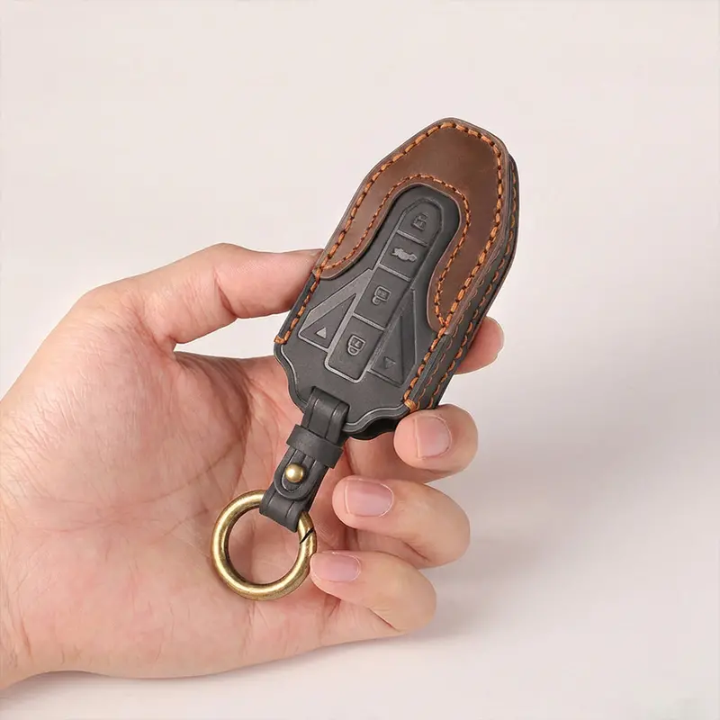 Keyzone Dual Leather Key Cover Compatible For Mahindra Xuv 7Xo, Be 6, Xev 9E, Xev 9S, Be 6 Formula E Edition, Be 6 Fe (6-Button Smart Key)(Kdl92) 1