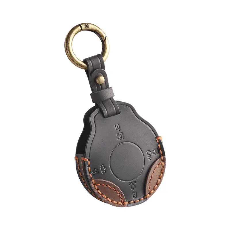 Keyzone Dual Leather Key Cover Compatible For Tata Harrier Ev Smart Key. 1