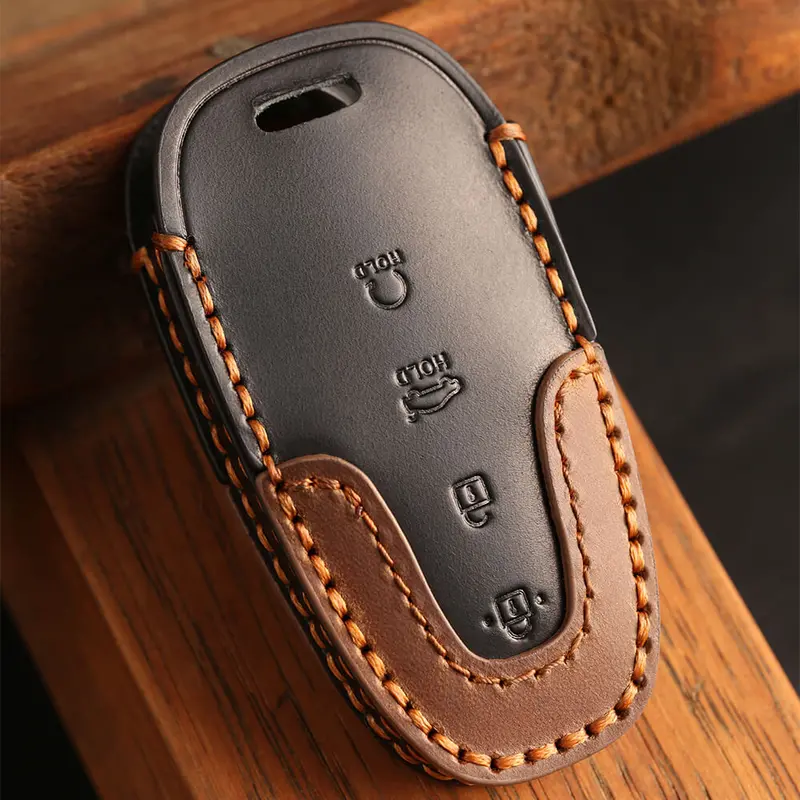 Keyzone Dual Leather Key Cover Fit For Tucson 4 Button Smart Key (Kdl75) 2