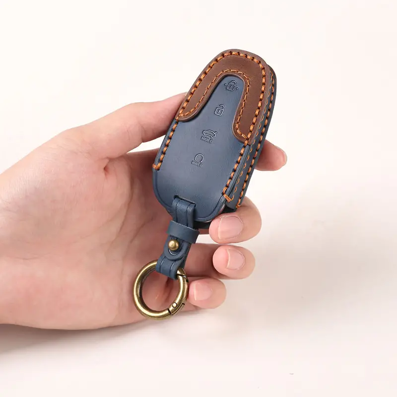 Keyzone Dual Leather Key Cover Fit For Tucson 4 Button Smart Key (Kdl75) 2