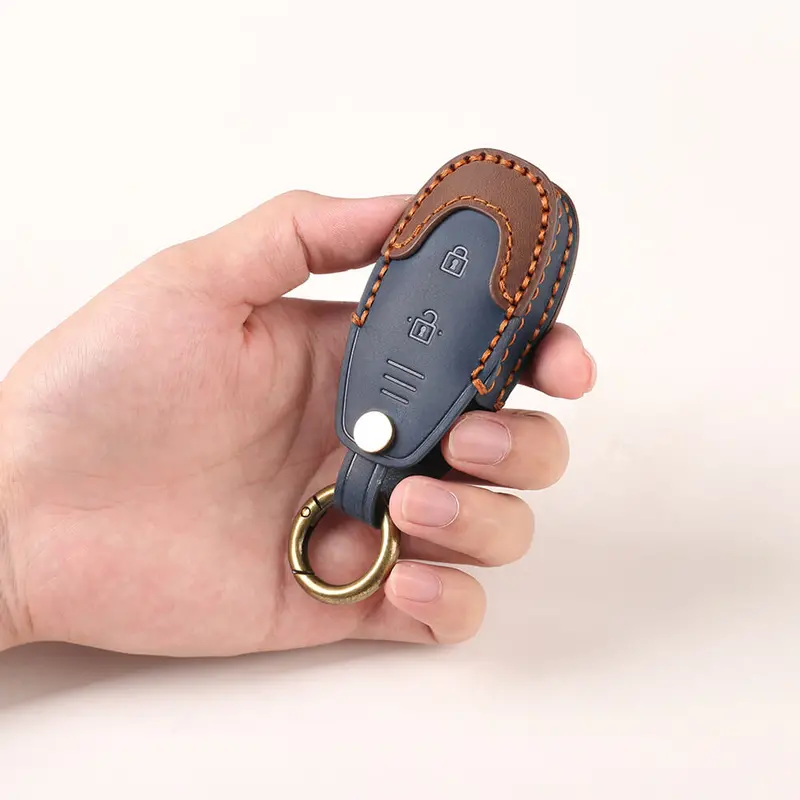 Keyzone Dual Leather Key Cover For Baleno, Ciaz, Ignis, S-Cross, Vitara Brezza, Urban Cruiser 3 Button Smart Key (Kdl04) 1