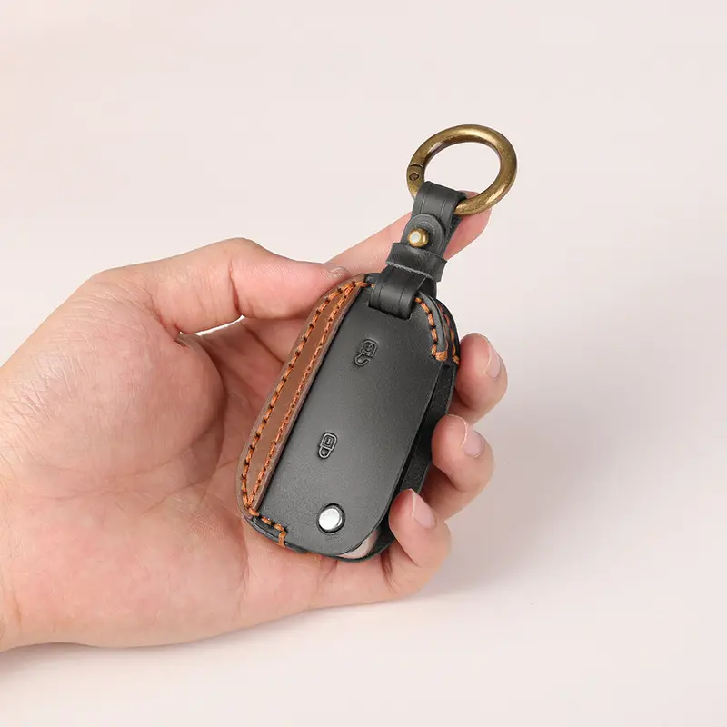 Keyzone Dual Leather Key Cover For Citroen Basalt, C3, C3 Aircross Flip Key (Kdl84) 1