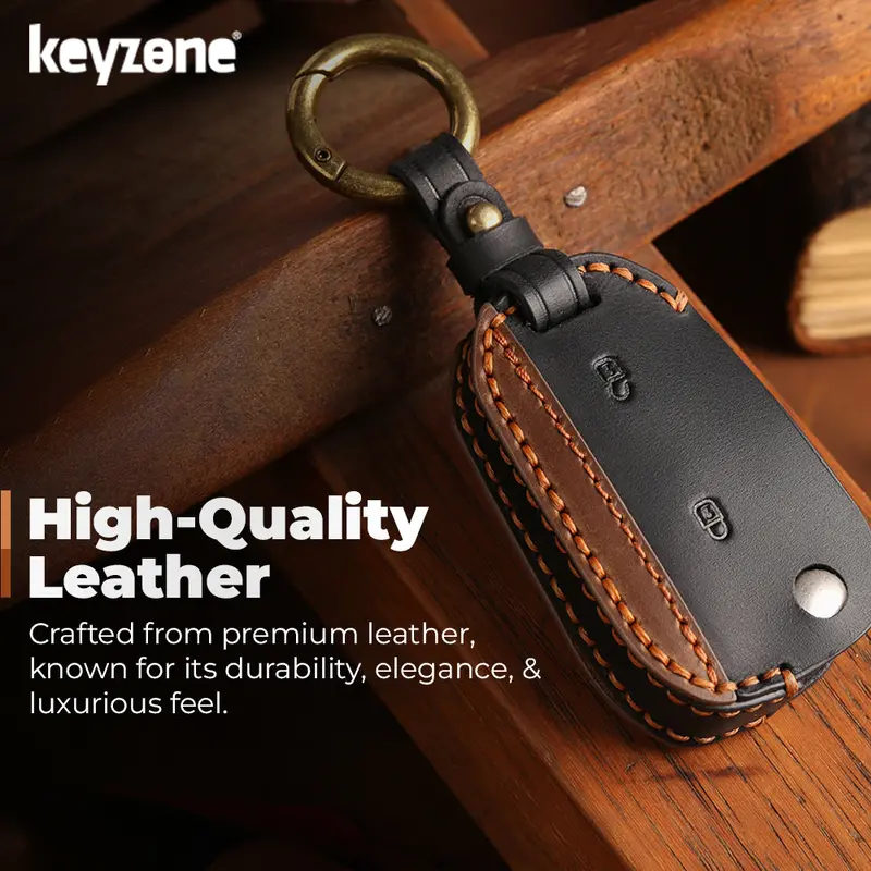Keyzone Dual Leather Key Cover For Citroen Basalt, C3, C3 Aircross Flip Key (Kdl84) 2