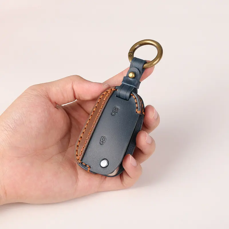 Keyzone Dual Leather Key Cover For Citroen Basalt, C3, C3 Aircross Flip Key (Kdl84) 2